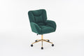 005 Teddy Fabric 360 Swivel Home Office Chair With Gold Metal Base And Universal Wheels,Green Solid Green Office Sponge Wipe Clean Modern Office Chairs Tufted Back Foam Swivel Teddy