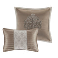 8 Piece Jacquard Comforter Set Tan Ivory King King Tan Ivory Polyester