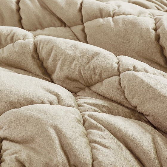 3 Piece Comforter Set Queen Brown Polyester
