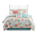 7 Piece Cotton Sateen Comforter Set Coral Cal King California King Coral Cotton