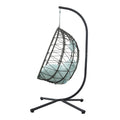 Egg Chair With Stand Indoor Outdoor Swing Chair Patio Wicker Hanging Egg Chair Hanging Basket Chair With Stand For Bedroom Living Room Balcony Gray Steel