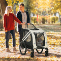 Aosom 2 In 1 Pet Bike Trailer For Small Dogs, Road Visibility Bicycle Stroller, Weather Strong Bike Wagon Trailer Sidecar Attachment, White White Steel
