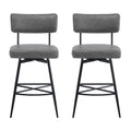26''Retro Swivel Counter Stools Set Of 2,Grey Counter Stools With Iron Frame,Pu Sponge Cushion,Footrest,Suitable For Kitchen Bedroom Dining Room. Iron Grey Kitchen Sponge Retro Set Of 2 Fiber Foam