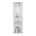 Corner Bar Cabinet Unit With Wine Glass Rack And Lower Cabinet, White White Solid Wood Mdf Engineered Wood