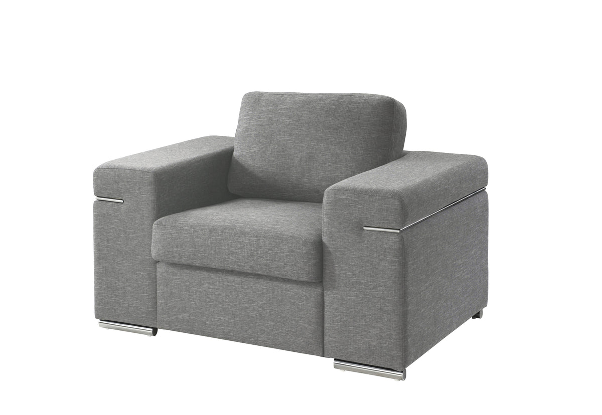 Gianna Light Gray Woven Fabric Arm Chair Light Gray Fabric