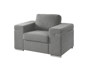 Gianna Light Gray Woven Fabric Arm Chair Light Gray Fabric