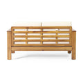 Teak Acacia Wood Loveseat And Coffee Table Set With Cream Cushions Yes Brown Seats 2 Foam Acacia Wood
