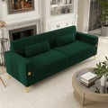 Fx P18 Rg2 Sofa Luxury Emerald Green Velvet Sofa With Gold Accents Modern 3 Seat Couch With Plush Cushions, Perfect For Living Room And Office Decor Retro Green Velvet 2 Seat