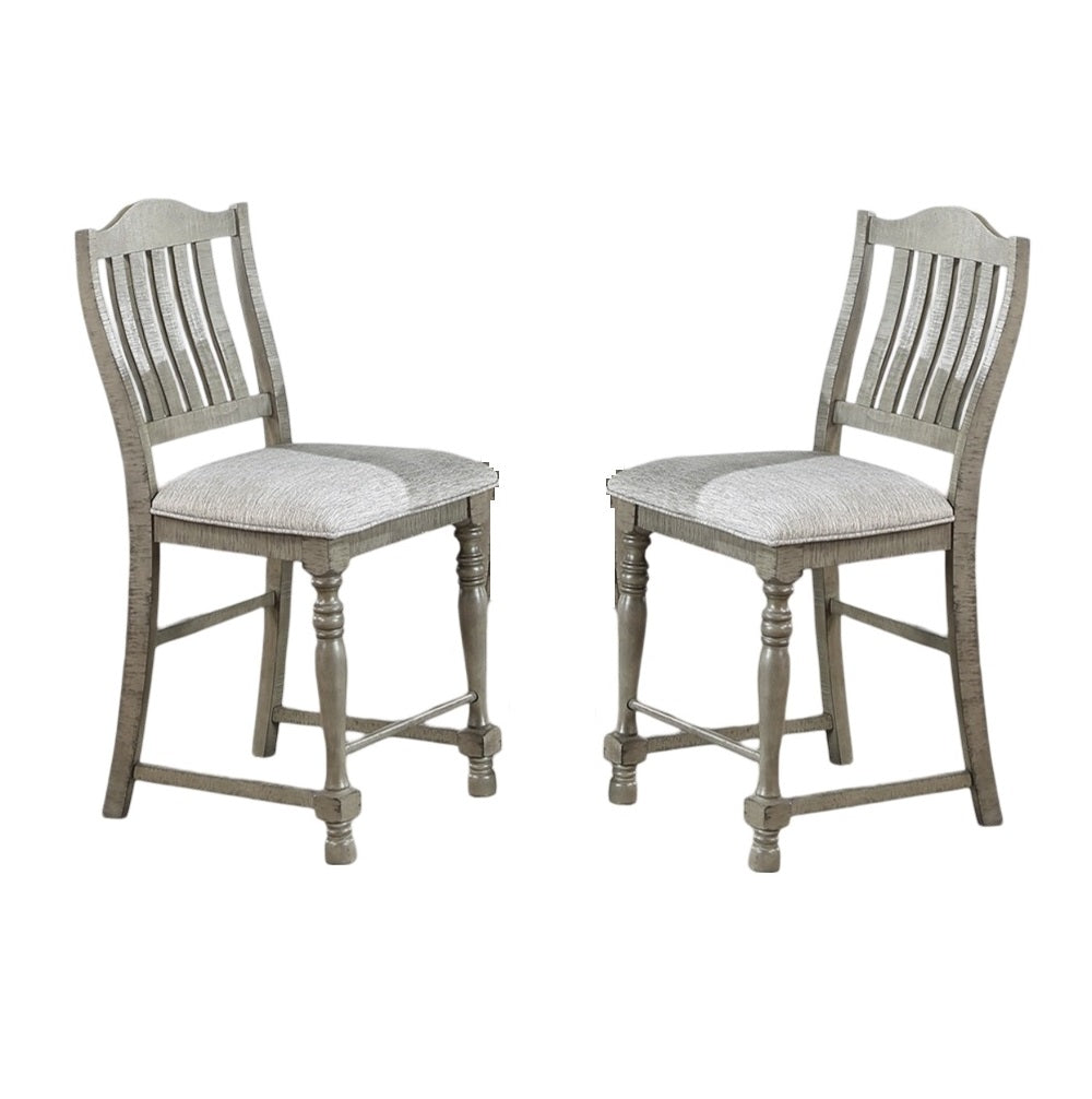 Classic Light Grey Plush Upholstered Cushion Chairs Set Of 2Pc High Dining Chair Open Slats Back Design Light Grey Dining Room Classic,Contemporary,Modern Dining Chairs Rubberwood Slat Back Set Of 2 Mdf Acacia