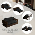 3 In 1 Convertible Sleeper Sofa Bed,Modern Velvet Loveseat Couch With Pull Out Bed,Small Beautiful Seat Futon Sofa Bed With Convertible Office Desk,Black Black Metal & Wood 2 Seat