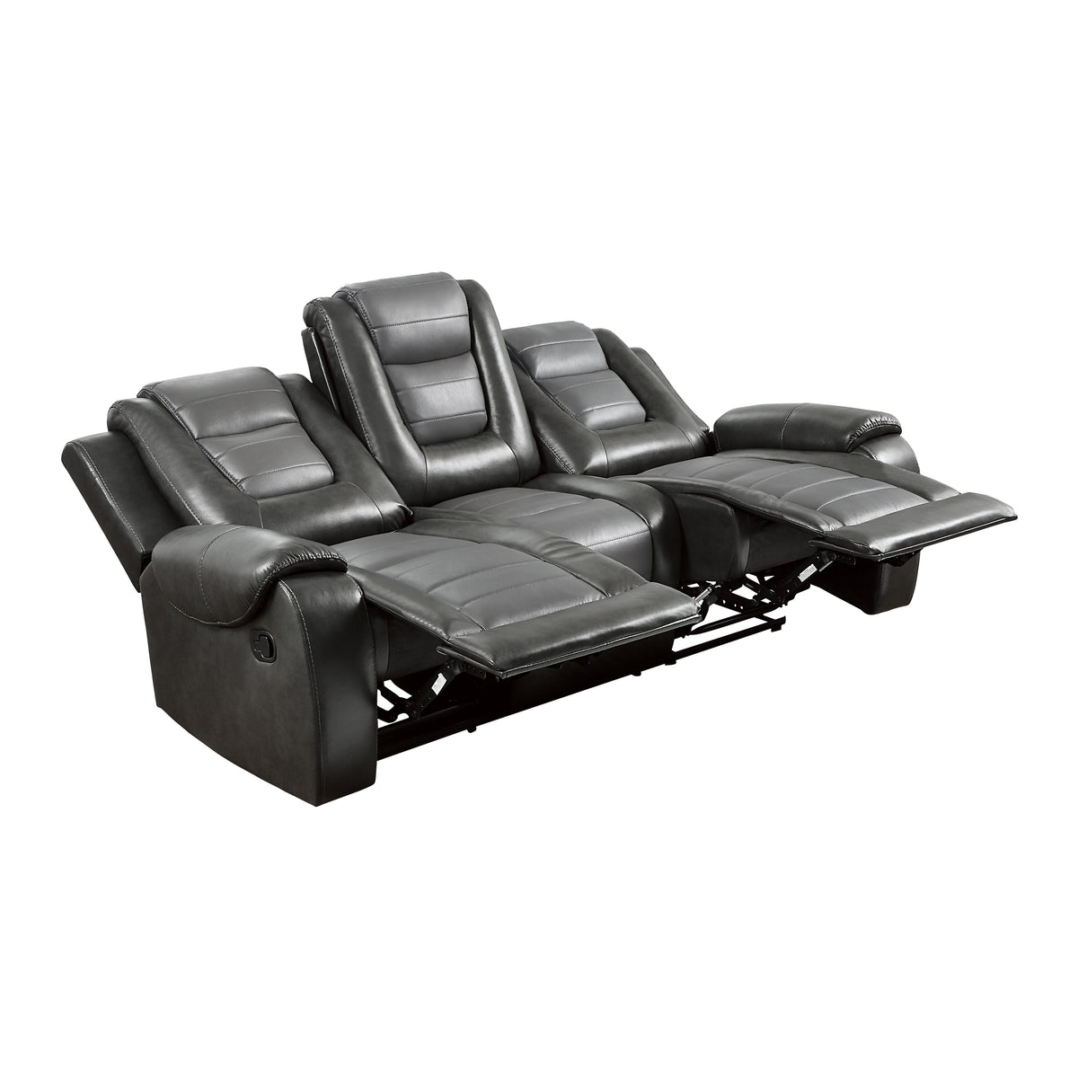 Modern Luxury Living Room Sofa Set 2Pc Reclining Sofa Loveseat Formal Furniture Premium Faux Leather Upholstery Comfortable Two Tone Gray Finish Dark Gray,Light Gray Faux Leather Wood Primary Living Space Luxury,Modern Plywood,Solid Wood 5 Seat