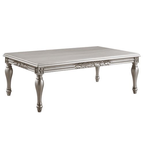 Platinum Coffee Table Silver Primary Living Space Rectangular Solid Wood Mdf