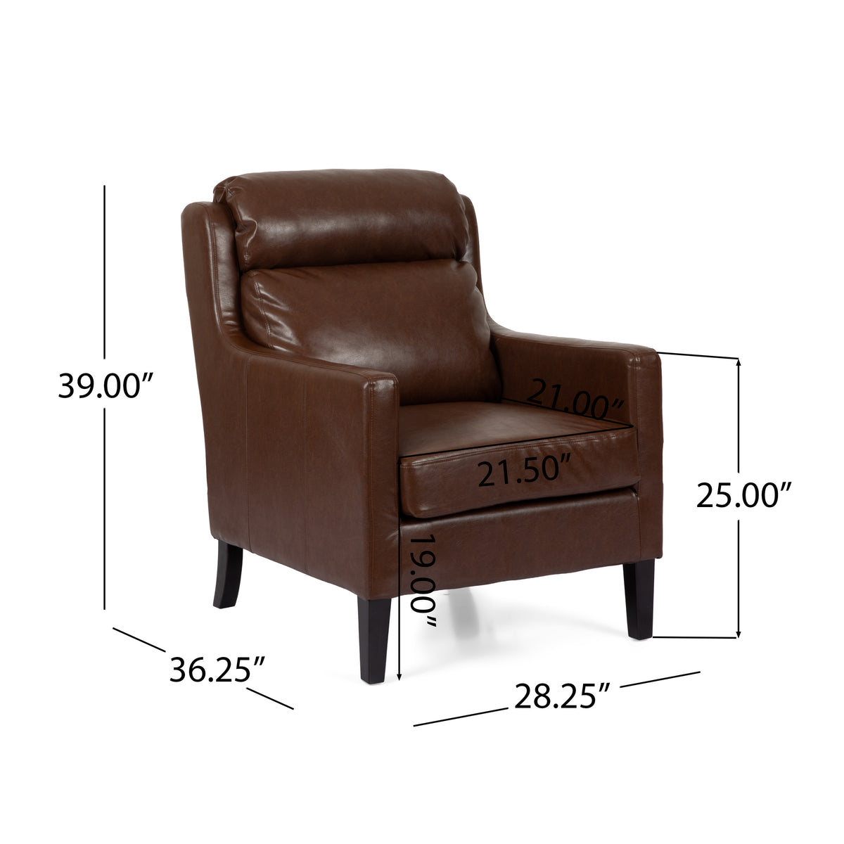 Club Chair Dark Brown Pu