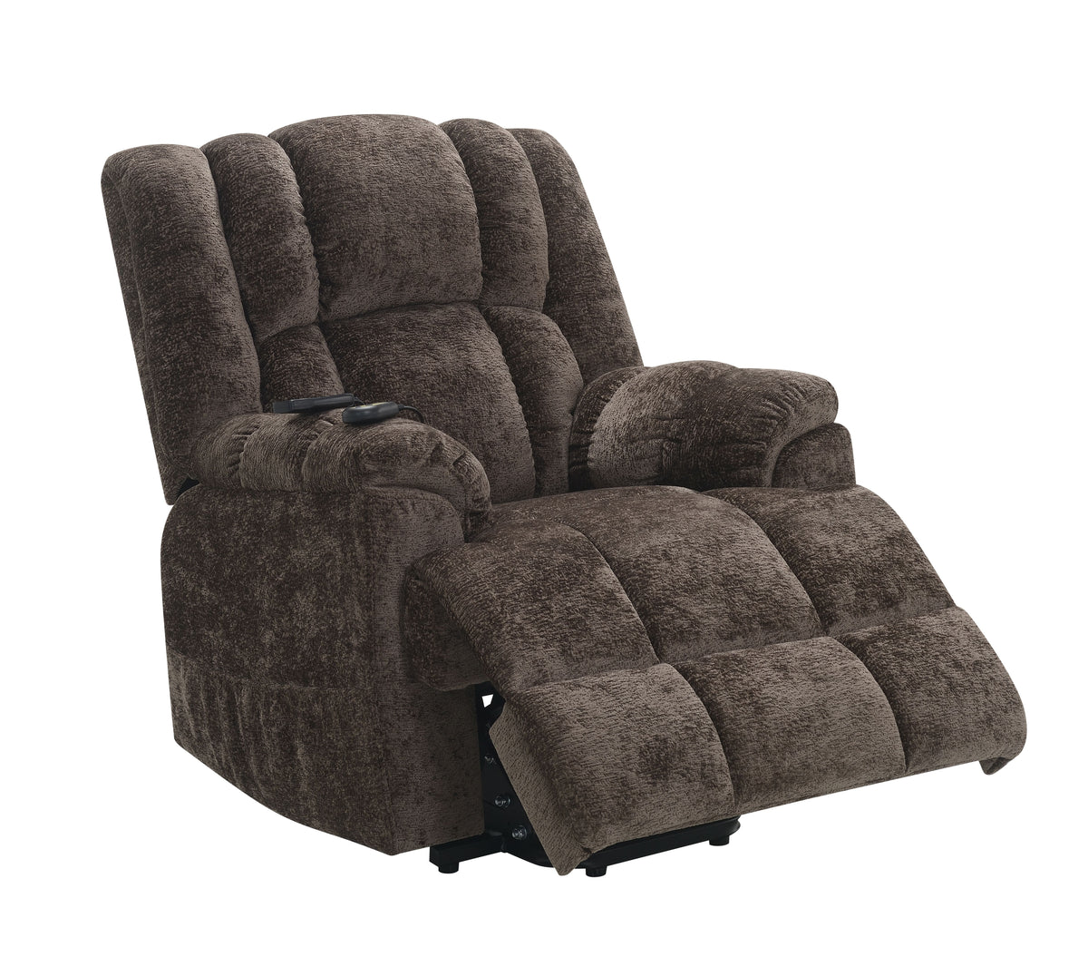 Pacay Brown Chenille Power Motion Recliner With Lift, Heating & Massage Function Brown Chenille
