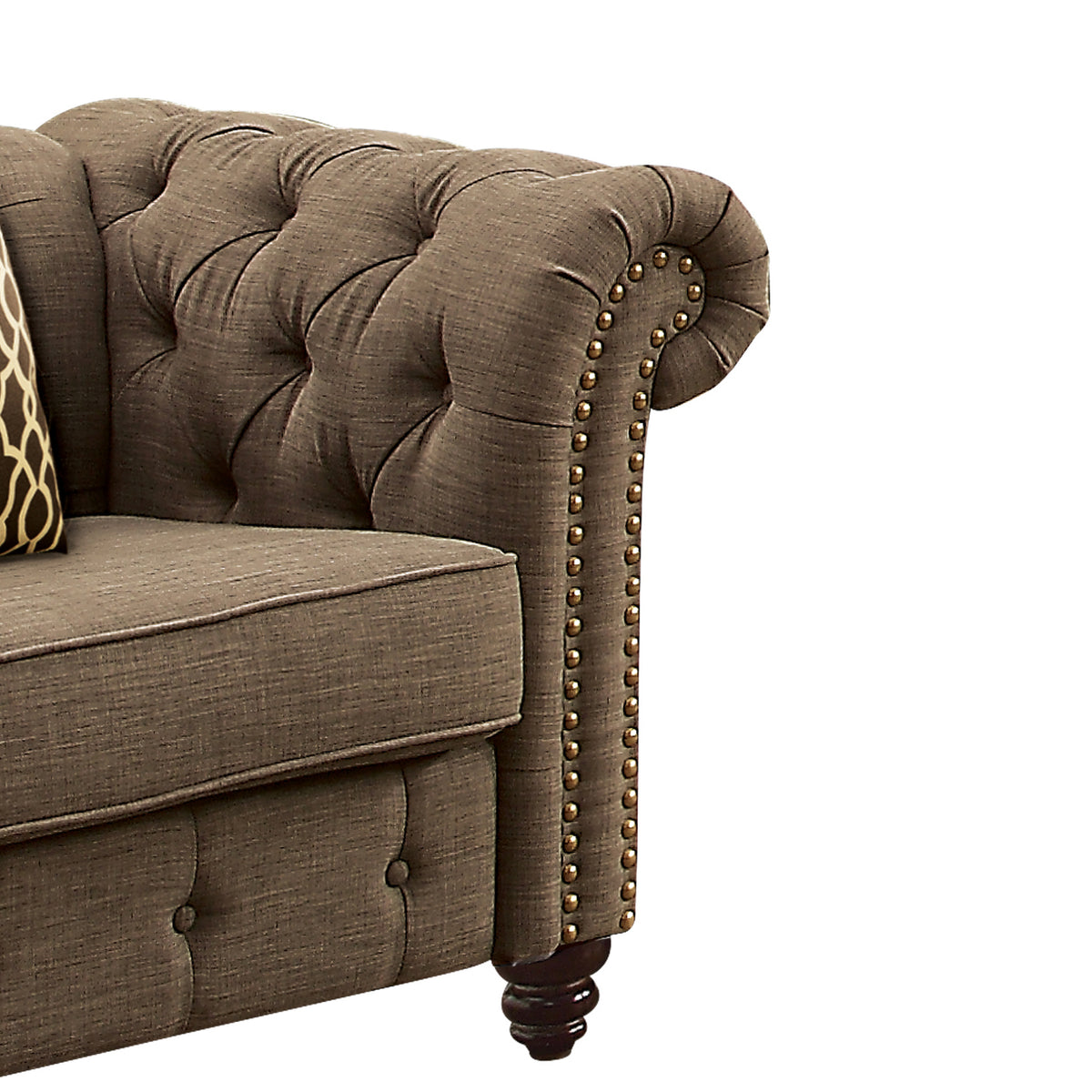 Brown Tufted Accent Chair With Pillow Brown Primary Living Space Wood Fabric