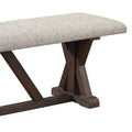 Grey And Rustic Brown Bench With Upholstered Seat Grey,Rustic Brown Dining Room Wood Fabric