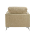 Sand Hued Polished Microfiber Upholstery Elegant Modern Style Chair 1Pc Solid Wood Living Room Furniture Silver Finish Metal Legs Sand Primary Living Space Modern Solid Wood