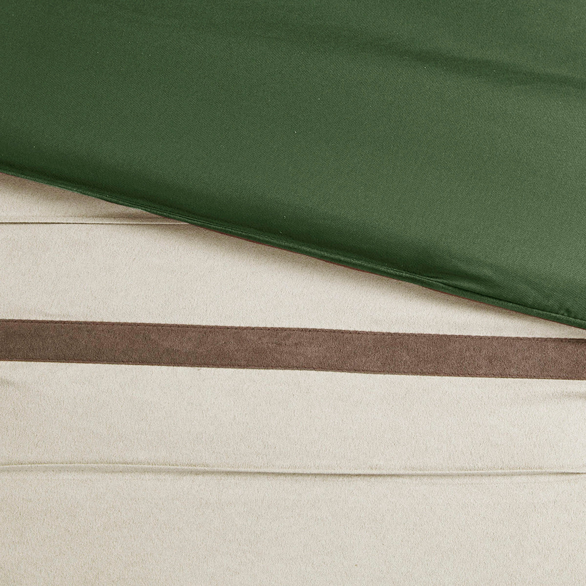 7 Pc Pieced Faux Suede Comforter Set Green King Queen Green Polyester