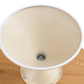 Set Of 2 Coffee Round Tables With A Wulnut Wooden Look Top And White Steel Base Milk White Primary Living Space Antique Freestanding Round Laminated Coffee & End Tables Round Metal