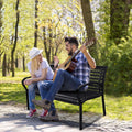 45.7In. Patio Bench Black Steel And Wpc Black Steel