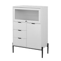 Sideboard With 3 Drawers ,1 Door And 1 Glass Door Wood Cabinet With Storage For Kitchen, Dining Room, Hallway 33.46