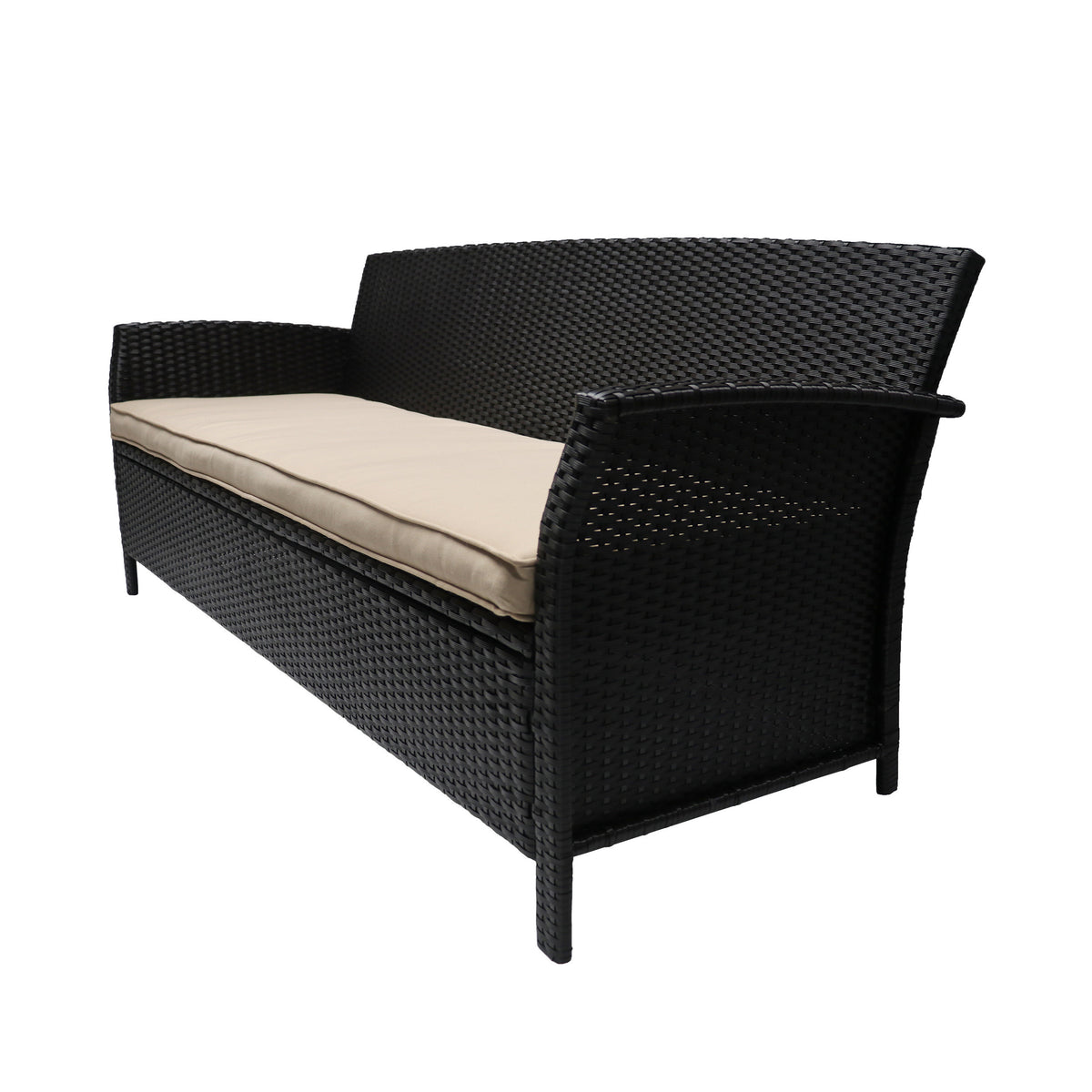 St Lucia 3 Seater Brown Tan Pe Rattan Iron Waterproof Fabric