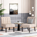 Accent Chair Beige Fabric
