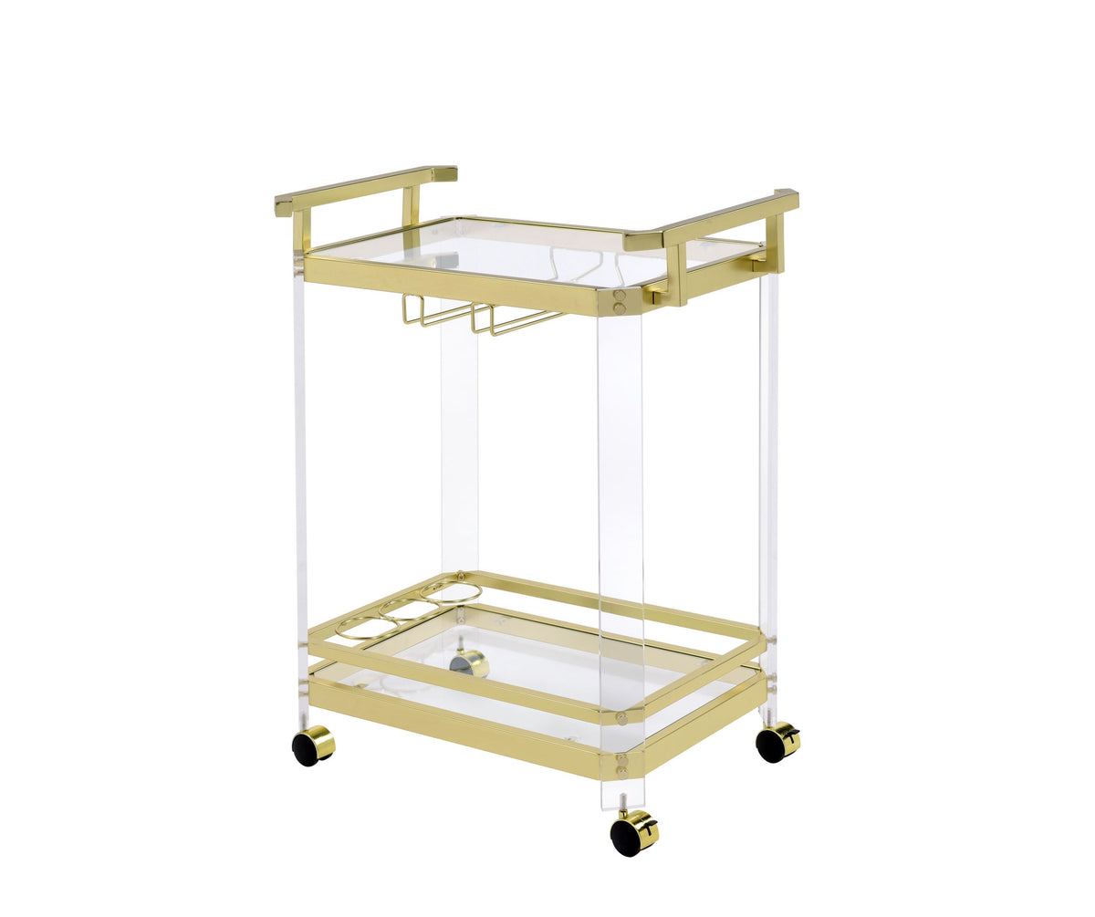 Aerin Server Cart With Casters Gold Gold Iron