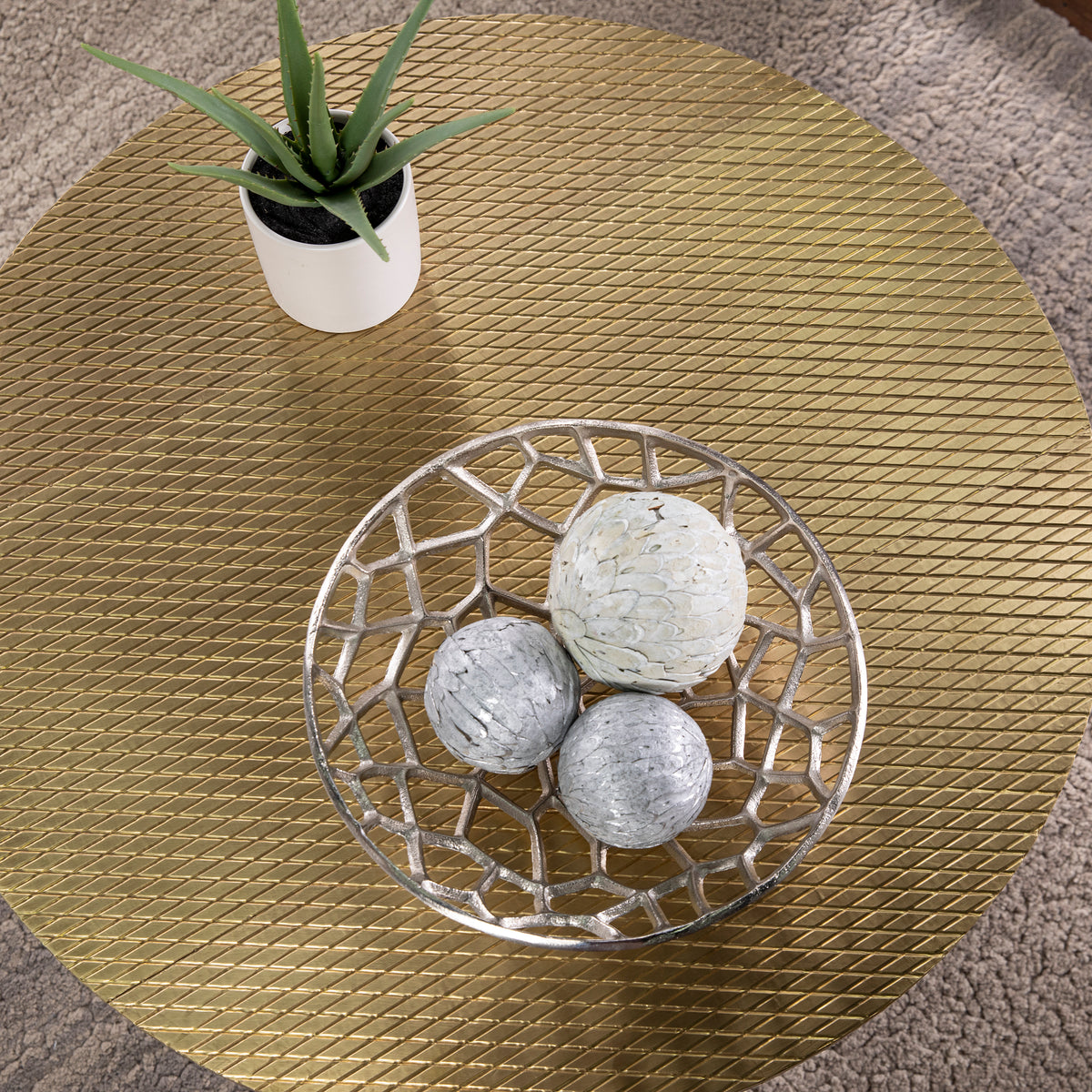 Judmont Round Cocktail Table W Embossed Top Black Iron