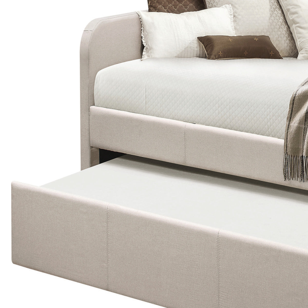 Fog Twin Upholstered Daybed With Trundle Box Spring Not Required Twin Fog Traditional Wood Fabric