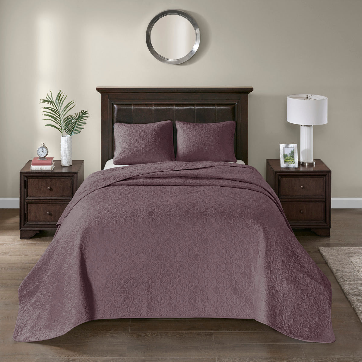 Reversible Quilt Set Purple Full Queen Purple Cotton