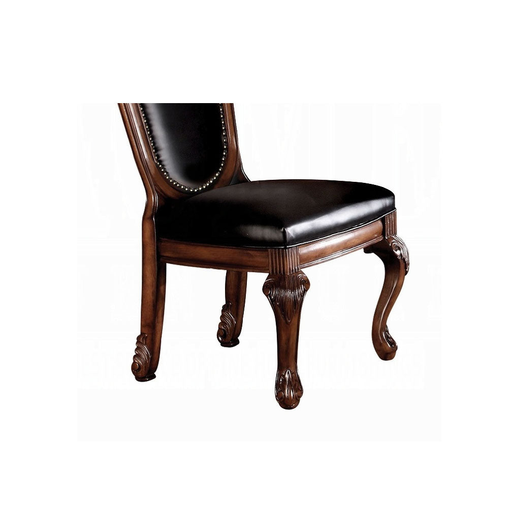 Black And Cherry Side Chair With Trim Set Of 2 Solid Black Brown Dining Room Foam Side Chair Solid Back Set Of 2 Faux Leather