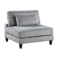 6Pc Modular Sectional Set Gray Corduroy Upholstery 3X Armless Chairs 2X Corner Seats 1X Ottoman Pillows Living Room Furniture Gray Corduroy Wood Primary Living Space Contemporary,Modern Modular