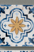 S 4 Abstract Blue, White, And Gold Wall Decor Accents, 9.5X9.5