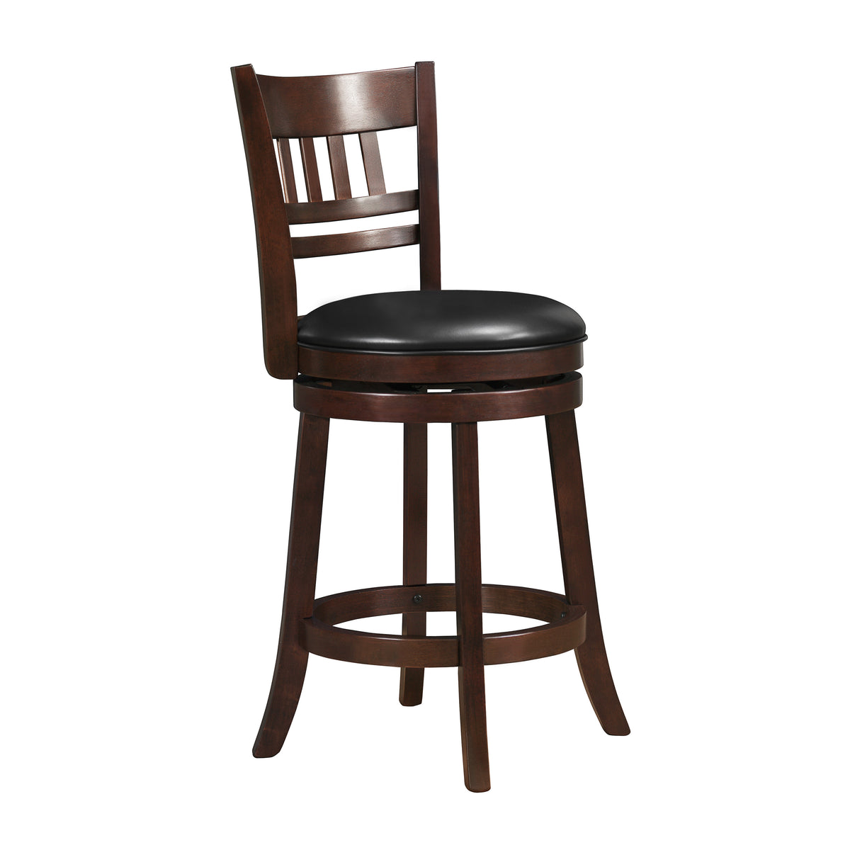 360 Degree Swivel Counter Height Chair Dark Cherry Finish Solid Wood Comfortable Footrest 1Pc Dining Furniture Cherry Dining Room Solid Wood