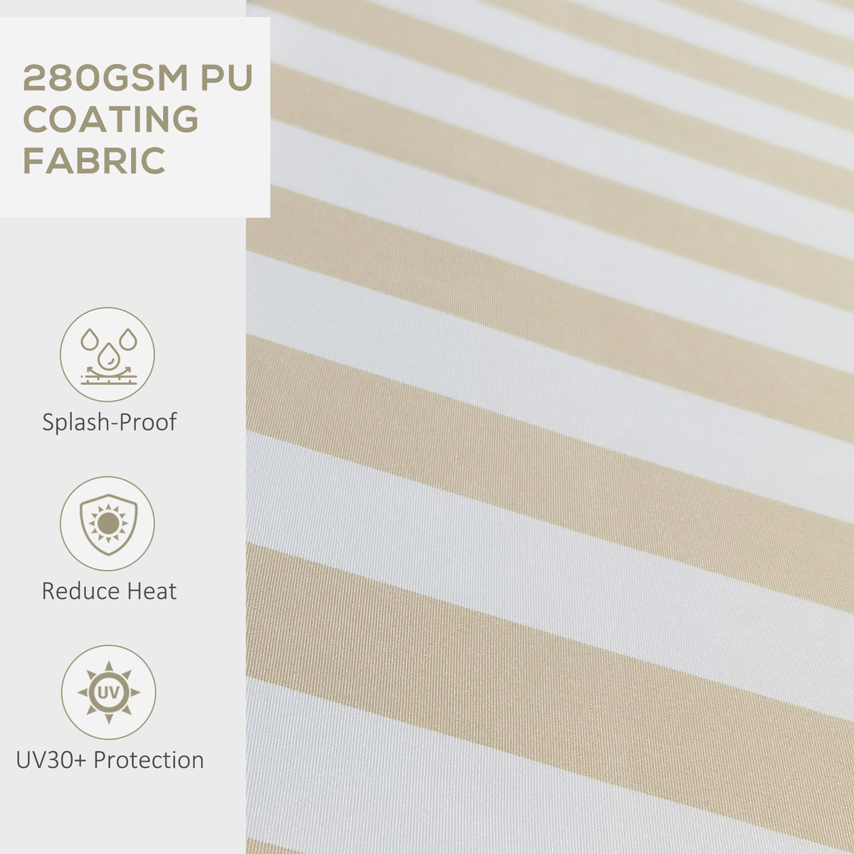 Outsunny 8' X 6.5' Retractable Awning, Patio Awning Sunshade Shelter With Manual Crank Handle, 280Gsm Uv Resistant Fabric And Aluminum Frame For Deck, Balcony, Yard, Beige And White Beige Polyester