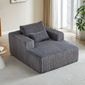 62.5 Inch Corduroy Sponge Sofa Lounge Chair,No Assembly Required,Fluffy Modern Sleeper Chair For Indoor Living Room Bedroom Grey Foam Corduroy 1 Seat