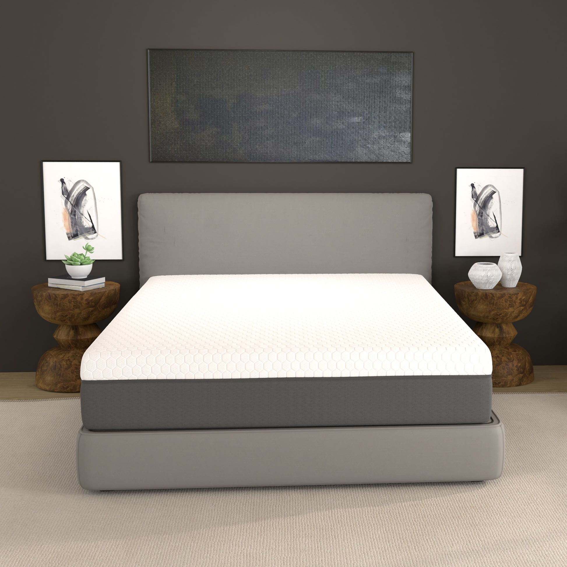 12" Copper Gel Cooling Memory Foam Mattress With Edge Support And Air Grid Base Twin Long White Foam Twin Xl