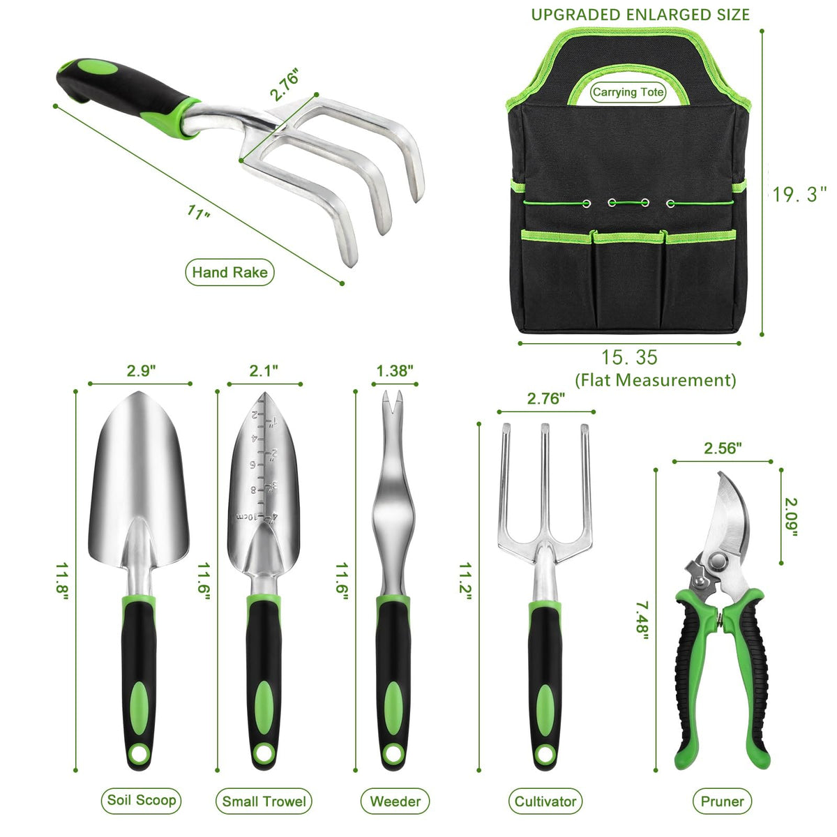 8 Piece Stainless Steel Gardening Tool Sets Black Metal