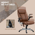 Vinsetto Executive Massage Office Chair With 6 Vibration Points, Heated Faux Leather Computer Desk Chair With Flip Up Armrest, Adjustable Height, Swivel Wheel, Brown Brown Leather