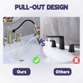 Widespread Pull Out Sprayer Bathroom Faucet, 2 Handle Bathroom Sink Faucet Two Brushed Gold Pull Out Deck Mounted Widespread Faucets Gold Stainless Steel