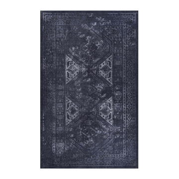9X12 Area Rug, Washable Rug, Low Pile, Non Slip, Non Shedding, Foldable, Kid & Pet Friendly Area Rugs For Living Room, Bedroom, Kitchen, Dining Room Rug Perfect Gifts, Black Gray, 9' X 12' Black Gray Chenille Polyester