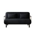 Velvet Black 55 Convertible Chair Bed, Tri Fold Sofa Bed With Adjustable Backrest & Pillow, Leisure Chaise Lounge Couch With Sturdy Steel Frame For Home & Office, Comfortable Sleeper Chair Black Velvet Metal Primary Living Space Medium Firm Contemporary