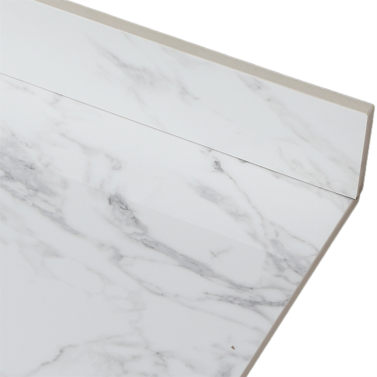 49"X22"Bathroom Vanity Top,Sintered Stone Carra Whitebarthroom Vanity Sink Tops With Rectangular Undermount Ceramic Sink With Vanity Backsplash, Three Faucet Hole Bathroom Vanity Countertop White