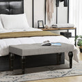 Ottoman Bench 4 Thickened Roman Column Feet French Upholstered Bedside Bench For Bedroom Living Room Entryway Gray Brown Linen Wood Bedroom Medium Soft Wood Rectangle Mdf