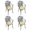 Cast Aluminum Patio Dining Chair 4Pcs With Black Frame And Cushions In Random Colors Yes Dining Set Black Rust Resistant Frame Water Resistant Cushion Garden & Outdoor Complete Patio Sets Aluminium