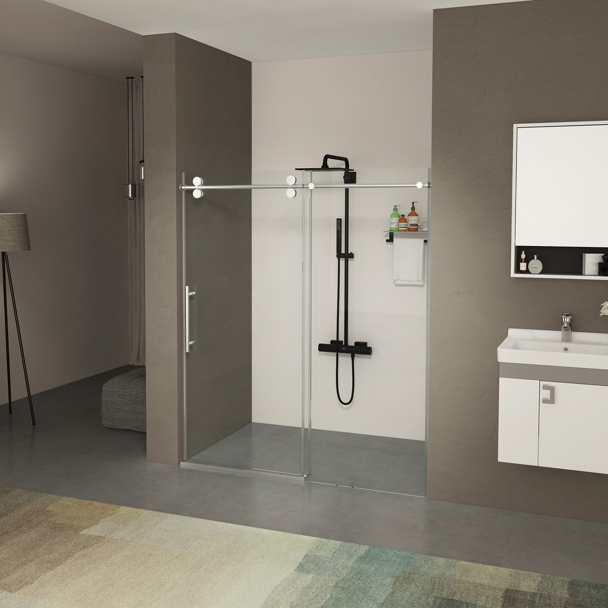 56" 60"W X 76"H Frameless , Sliding , With Premium 3 8" 10Mm Thick Tempered Glass Shower Enclosure ,Double Side Easy Clean Coat,Chrom Finished With Buffer Chrome Bathroom American Design Stainless Steel