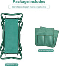 Garden Kneeler And Seat, Foldable Kneeling Bench With Sturdy Soft Eva Foam Pad, For Camping, Gardening, Fishing, 2 Tool Pouches Included, Green Green Metal