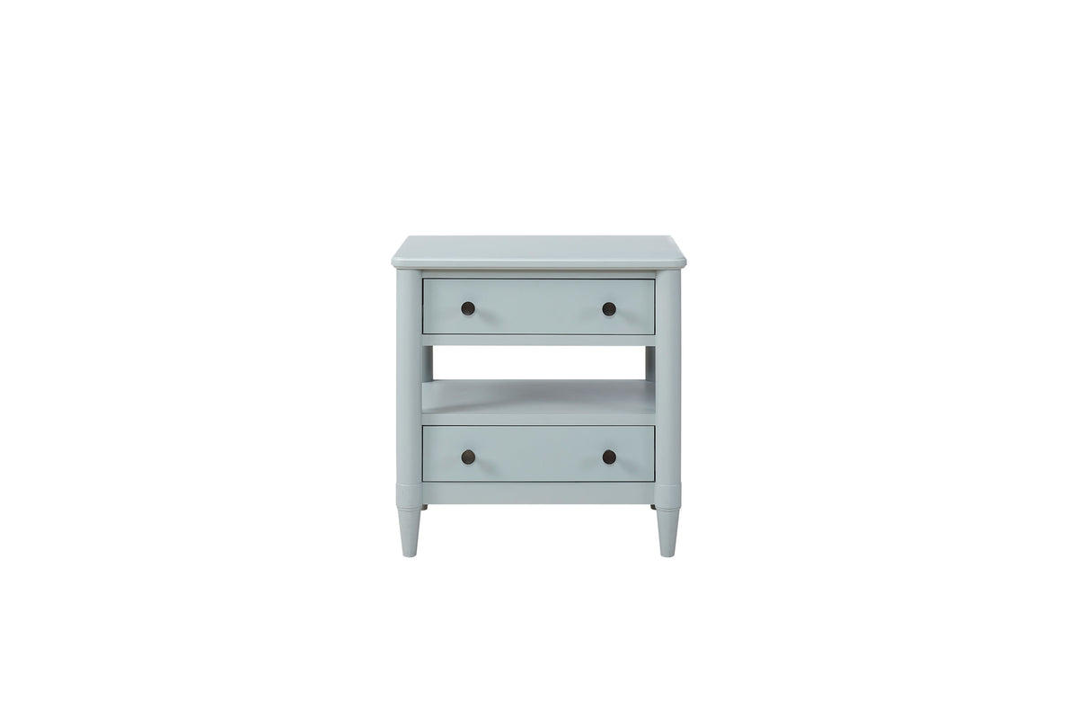 Open Nightstand Ocean Finish With 2 Drawers Light Blue Solid Wood Mdf