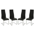 Set Of 4Upholstered Dining Side Chairs, Black Solid Black Dining Room Dining Chairs Set Of 4 Or More Faux Leather,Metal